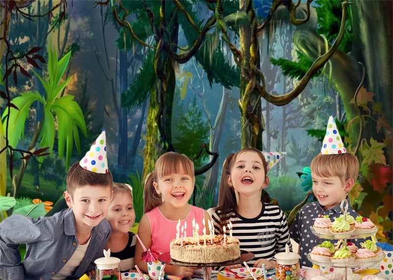 Leowefowa 10x8ft Fairytale Jungle Forest Backdrop Old Trees Branch Backdrops for Photography Green Grassland Dreamland Vinyl Photo Background Girls Princess Studio Props - Image 2